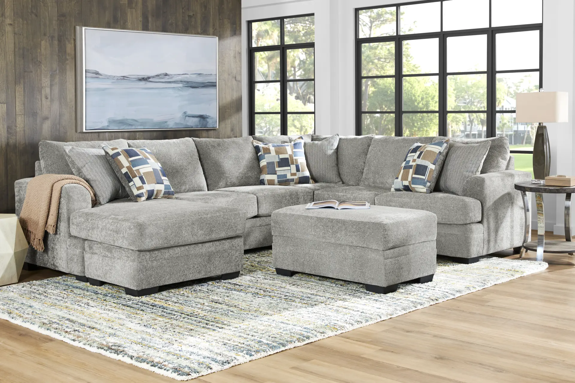 Copley Place Slate 3 Pc Sleeper Sectional Living Room