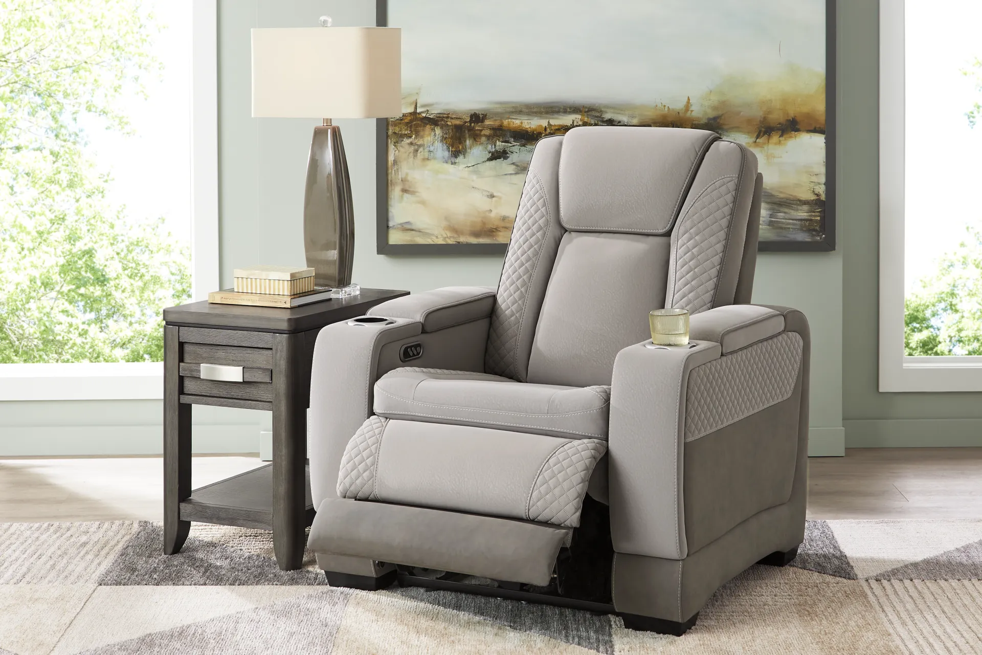 Donovan Park Gray Dual Power Recliner - Image 5