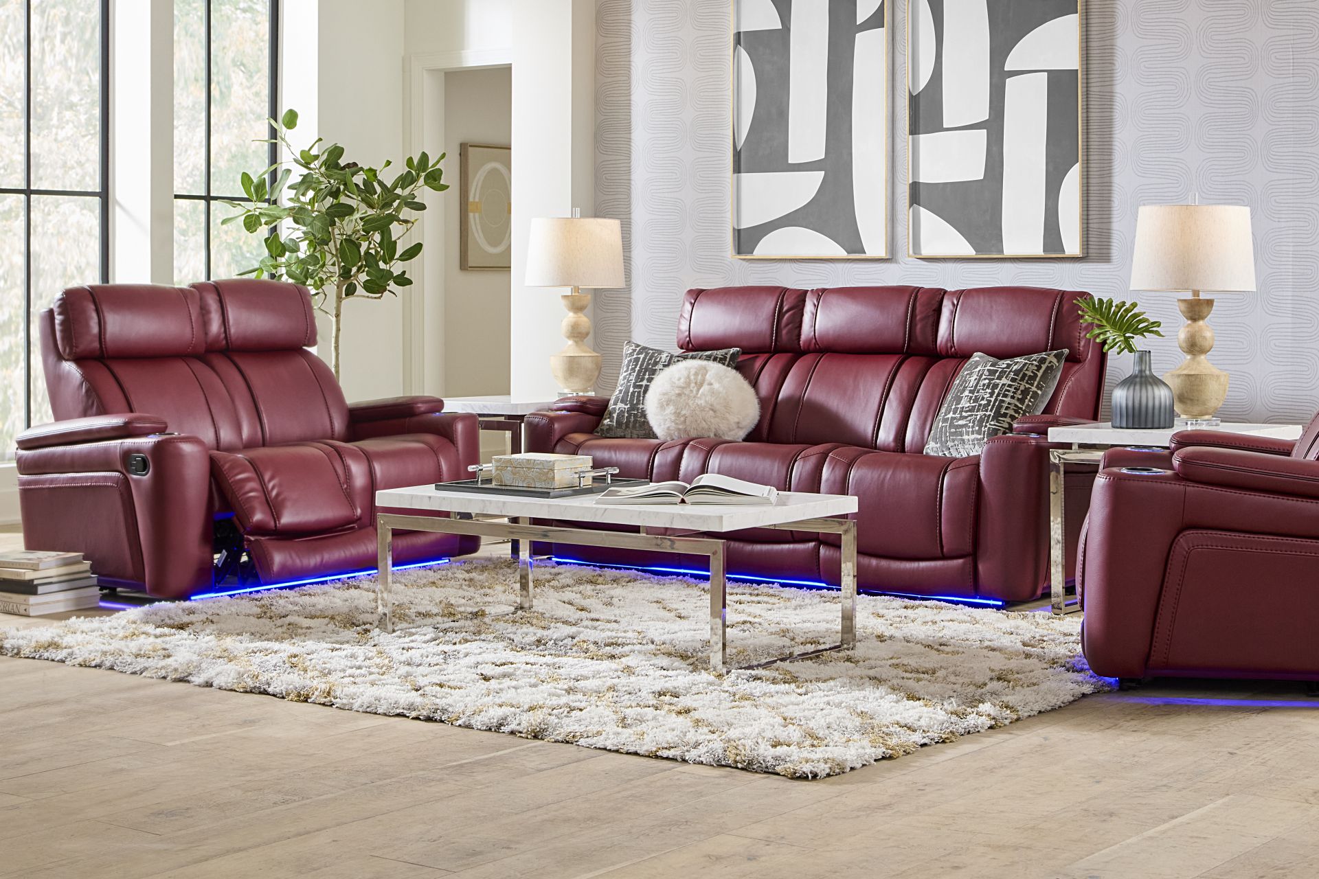 Haven Point Red 2 Pc Reclining Living Room with Dual Power Reclining Sofa - Image 1