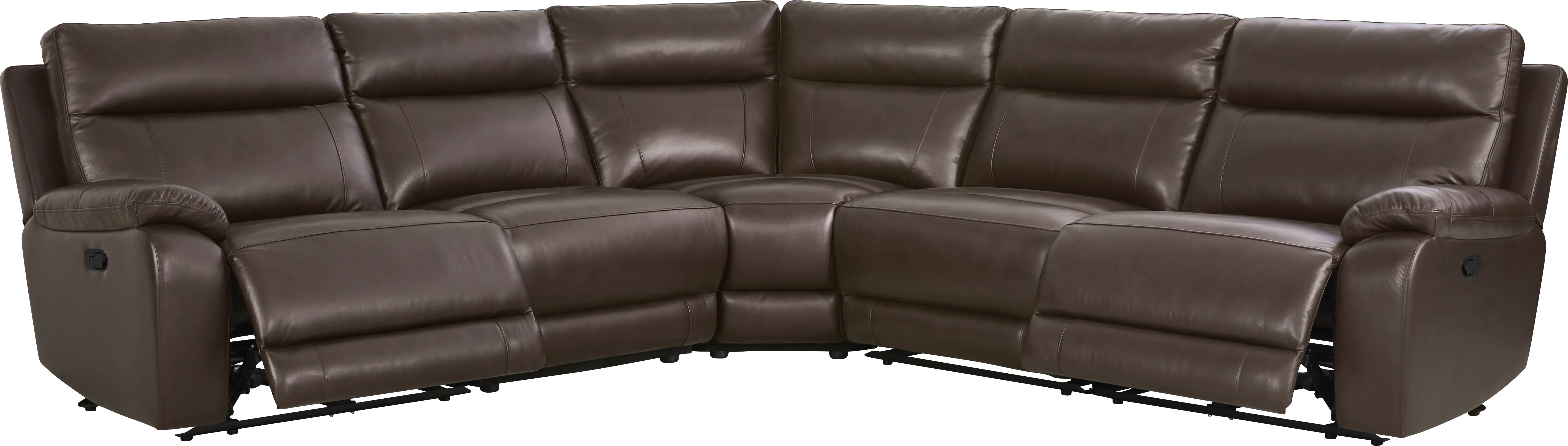 Delaney Point Brown Leather 5 Pc Reclining Sectional - Thumbnail - Image 1