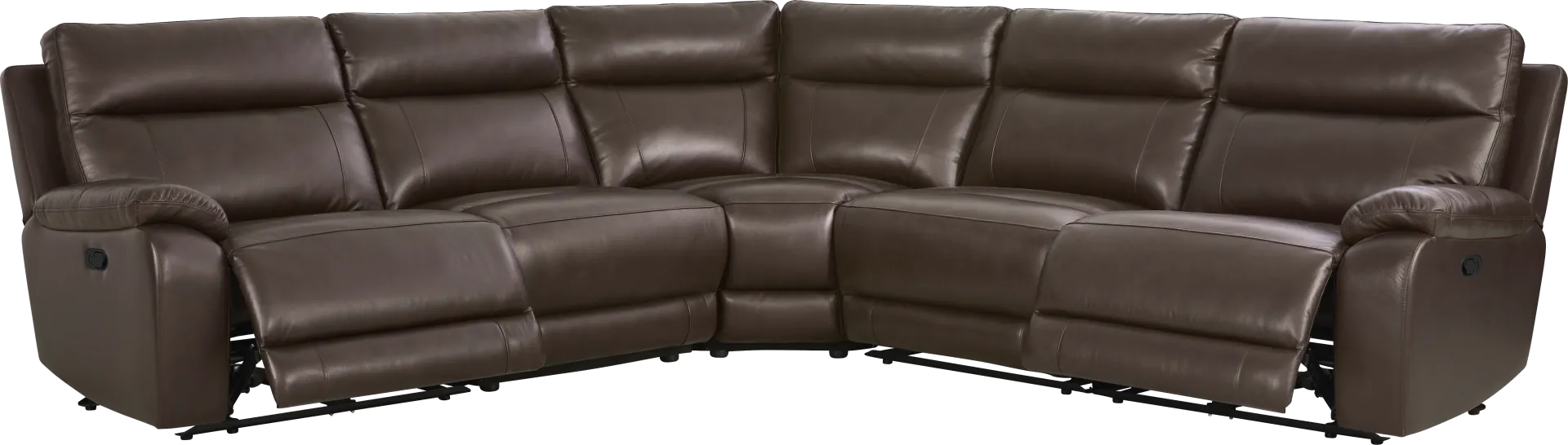 Delaney Point Brown Leather 5 Pc Reclining Sectional - Image 1