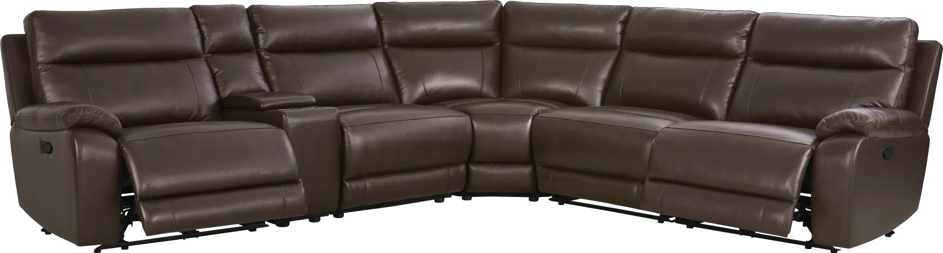Delaney Point Brown Leather 6 Pc Reclining Sectional - Image 1