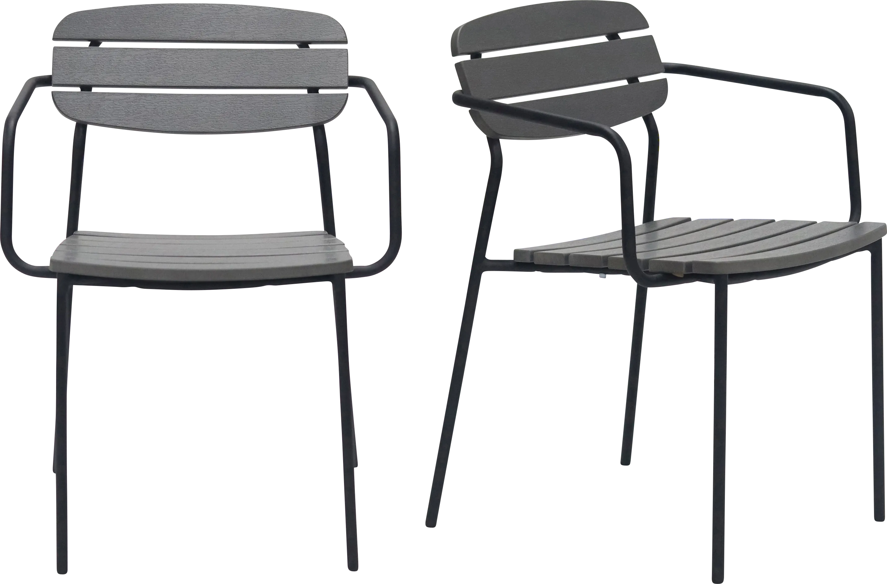 Outdoor Rufiny Dark Gray Arm Chair, Set of 2 - Thumbnail - Image 1