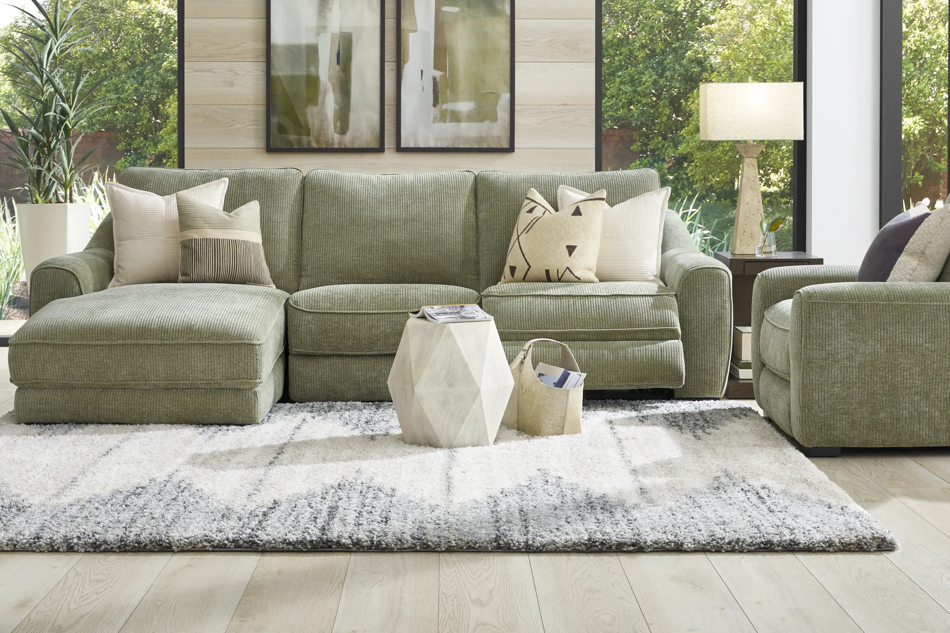 Somerset Green 3 Pc Dual Power Reclining Sectional - Image 1