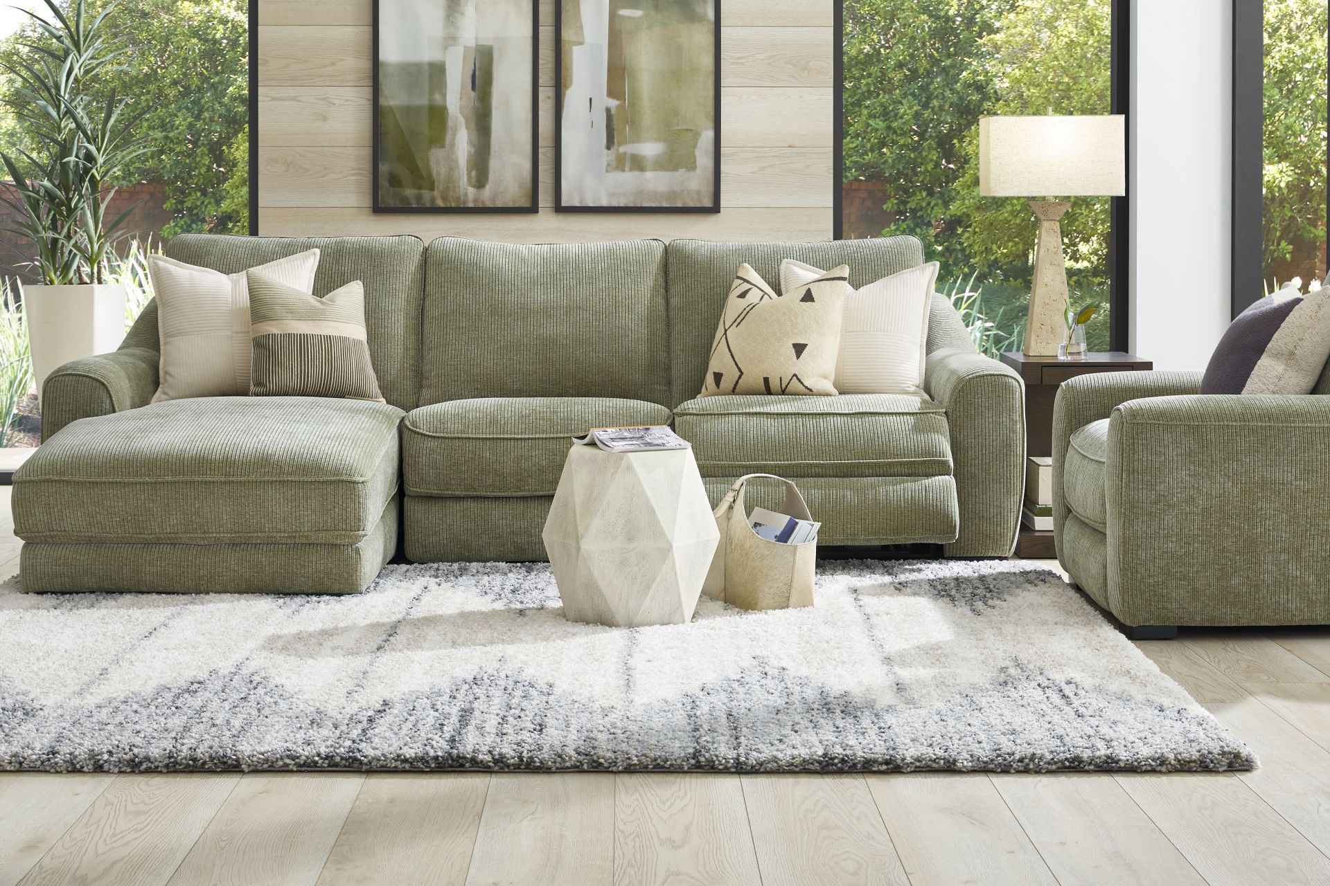 Somerset Green 3 Pc Dual Power Reclining Sectional - Image 2