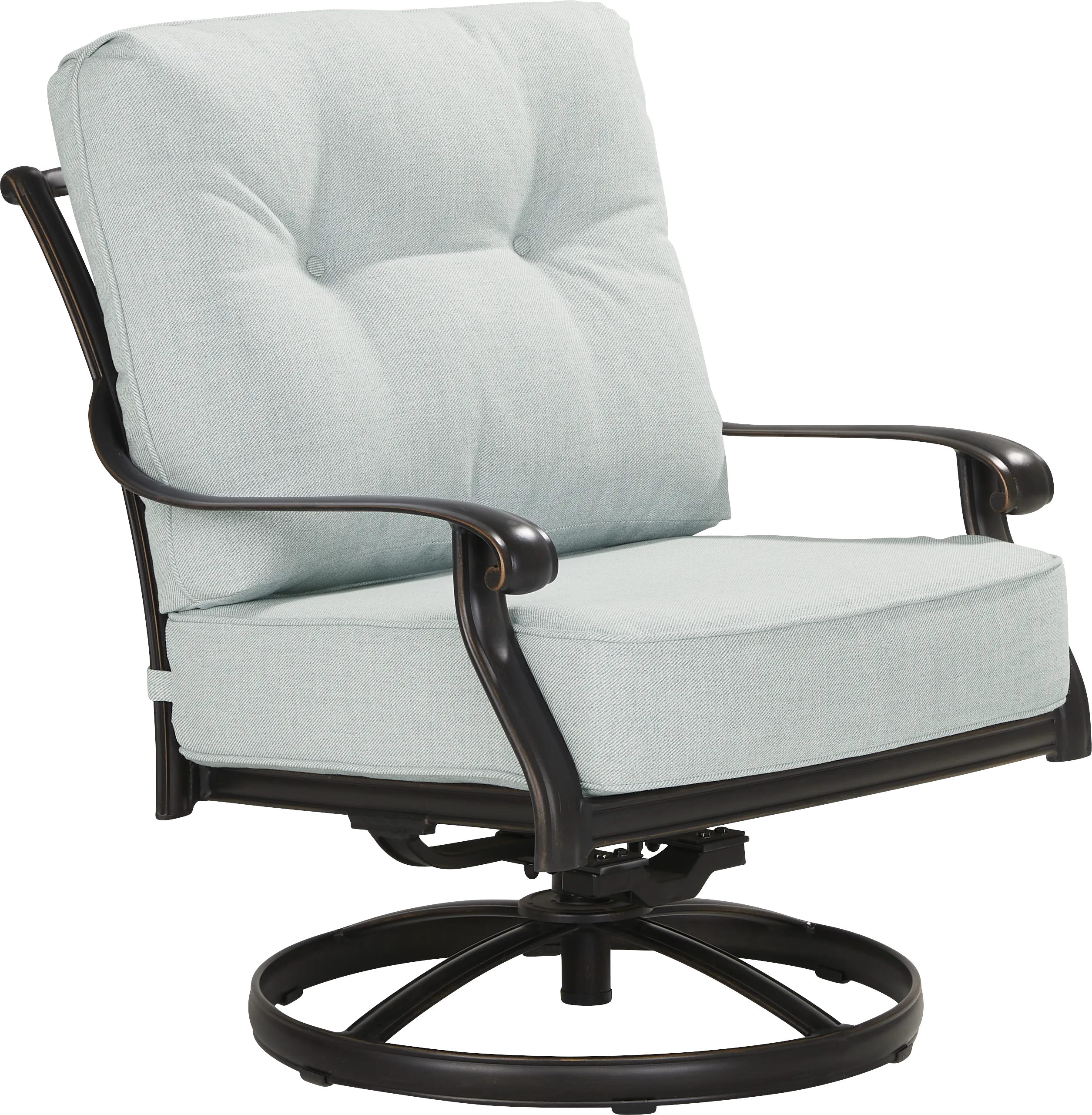 Carina Bronze 5 Pc Outdoor Fire Pit Seating Set with Sky Cushions - Thumbnail - Image 5