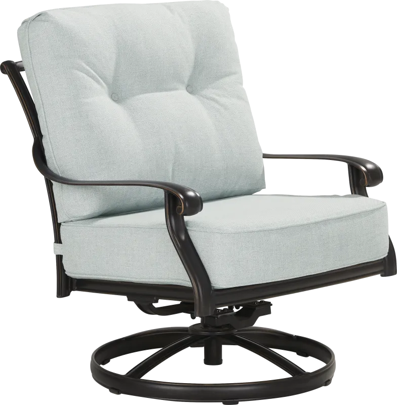 Carina Bronze Outdoor Swivel Chair with Sky Cushions