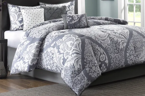 Cora Gray 7 Pc King Comforter Set