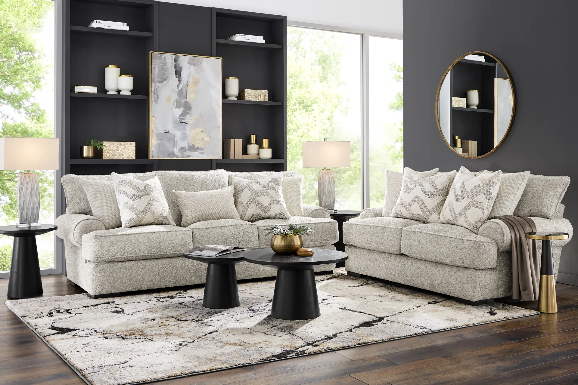 Goodwin Gray 8 Pc Living Room with Gel Foam Sleeper Sofa - Image 1
