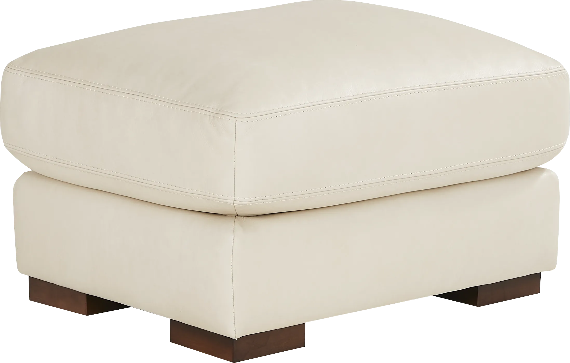 Kensington Oyster Leather Ottoman - Thumbnail - Image 1