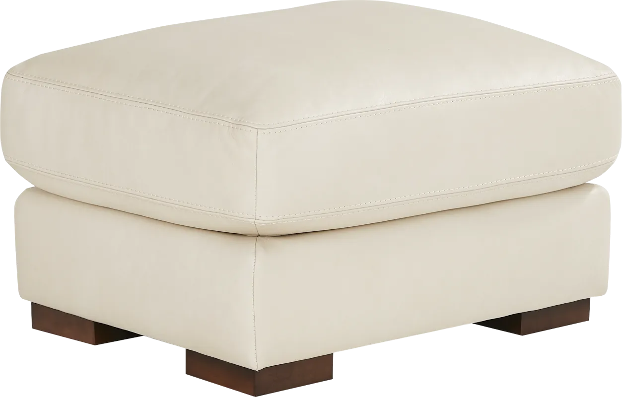 Kensington Oyster Leather Ottoman
