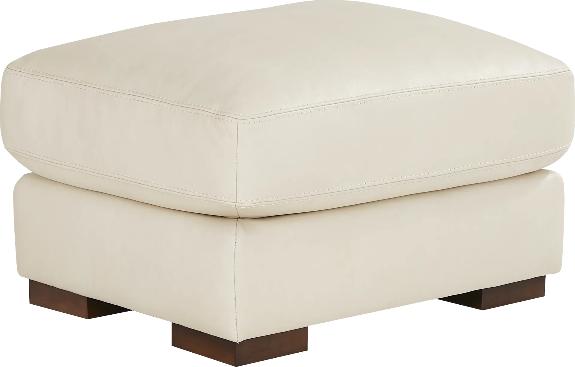 Kensington Oyster Leather Ottoman - Image 1
