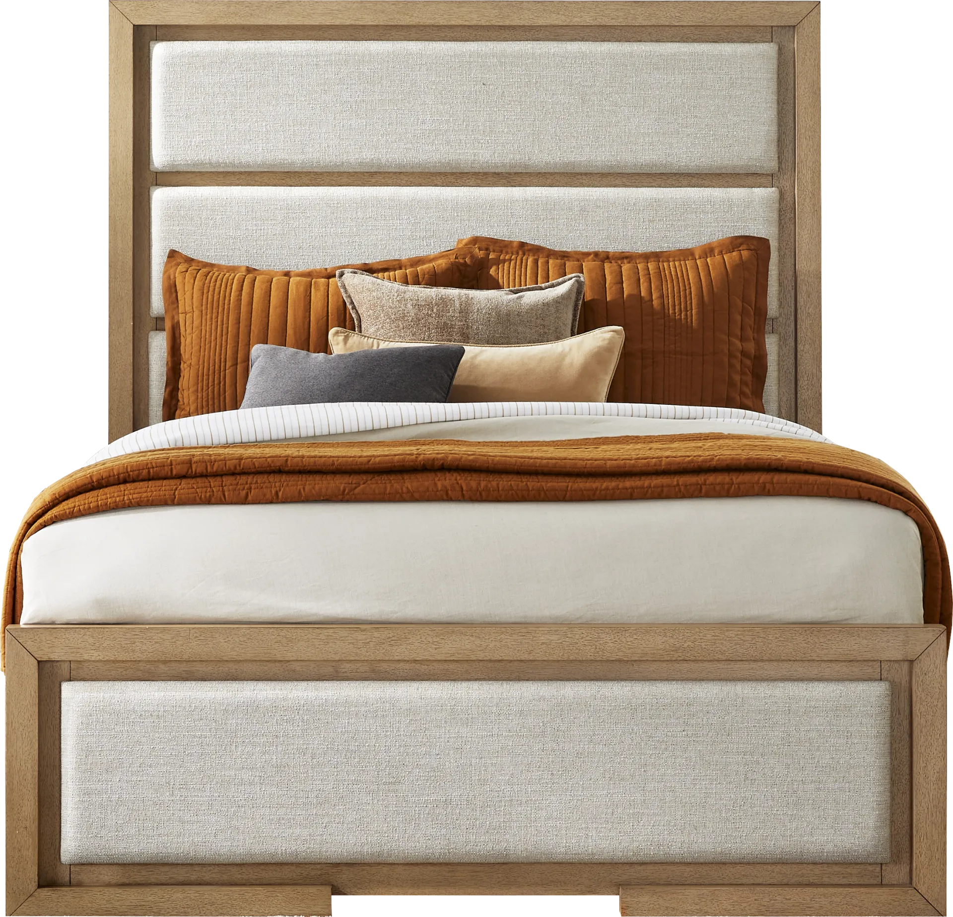 Alpine Lake Light Oak Finish 3 Pc Queen Upholstered Bed - Image 1