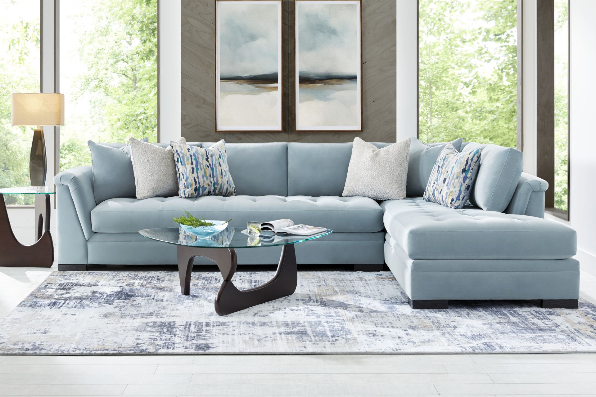 Harper Blue 5 Pc Sectional Living Room - Image 1