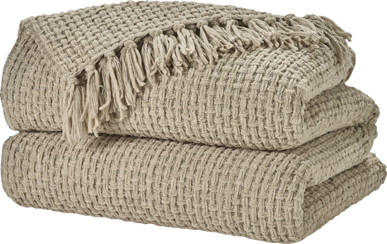 Freddie Beige Large Throw Blanket