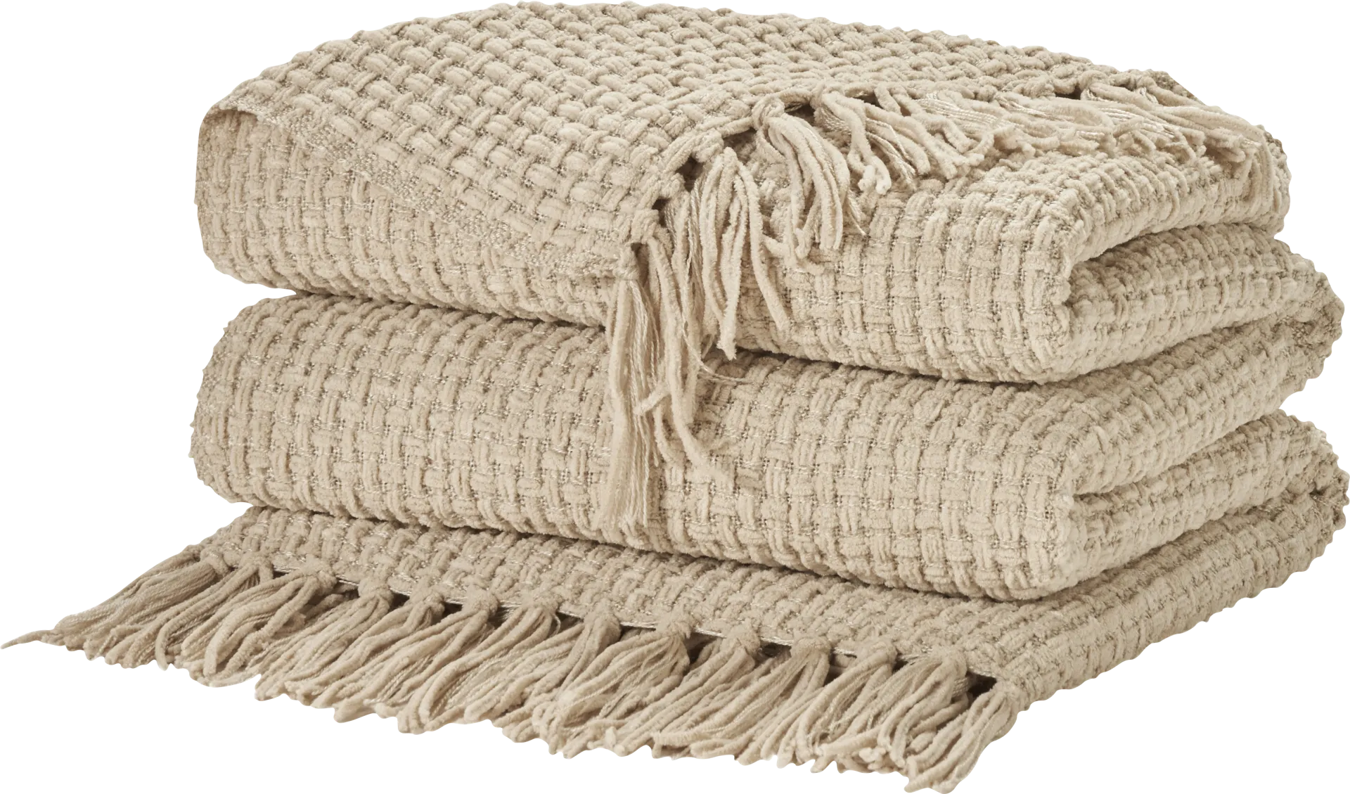 Freddie Beige Throw Blanket - Image 1