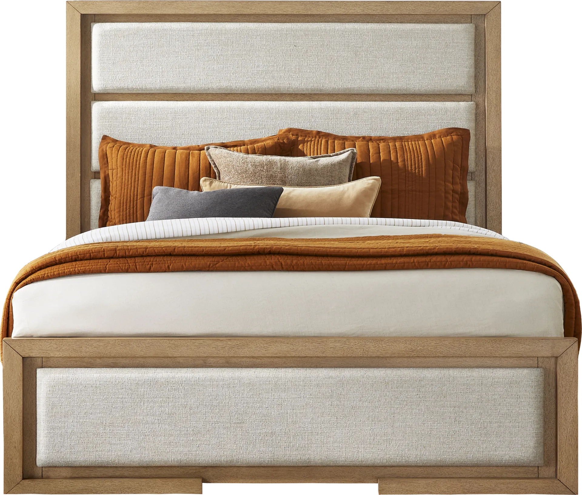 Alpine Lake Light Oak Finish 3 Pc King Upholstered Bed - Image 2