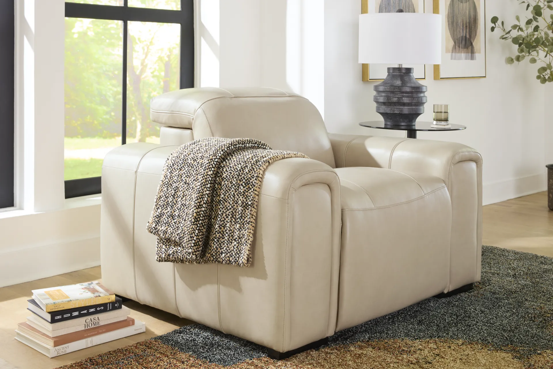 Huntington Ivory Leather Dual Power Recliner - Image 4