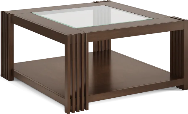 Camellia Brown Cherry Finish Square Cocktail Table