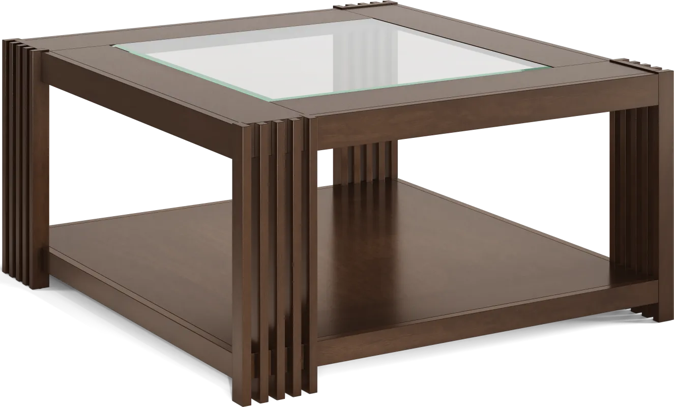 Camellia Brown Cherry Finish Square Cocktail Table