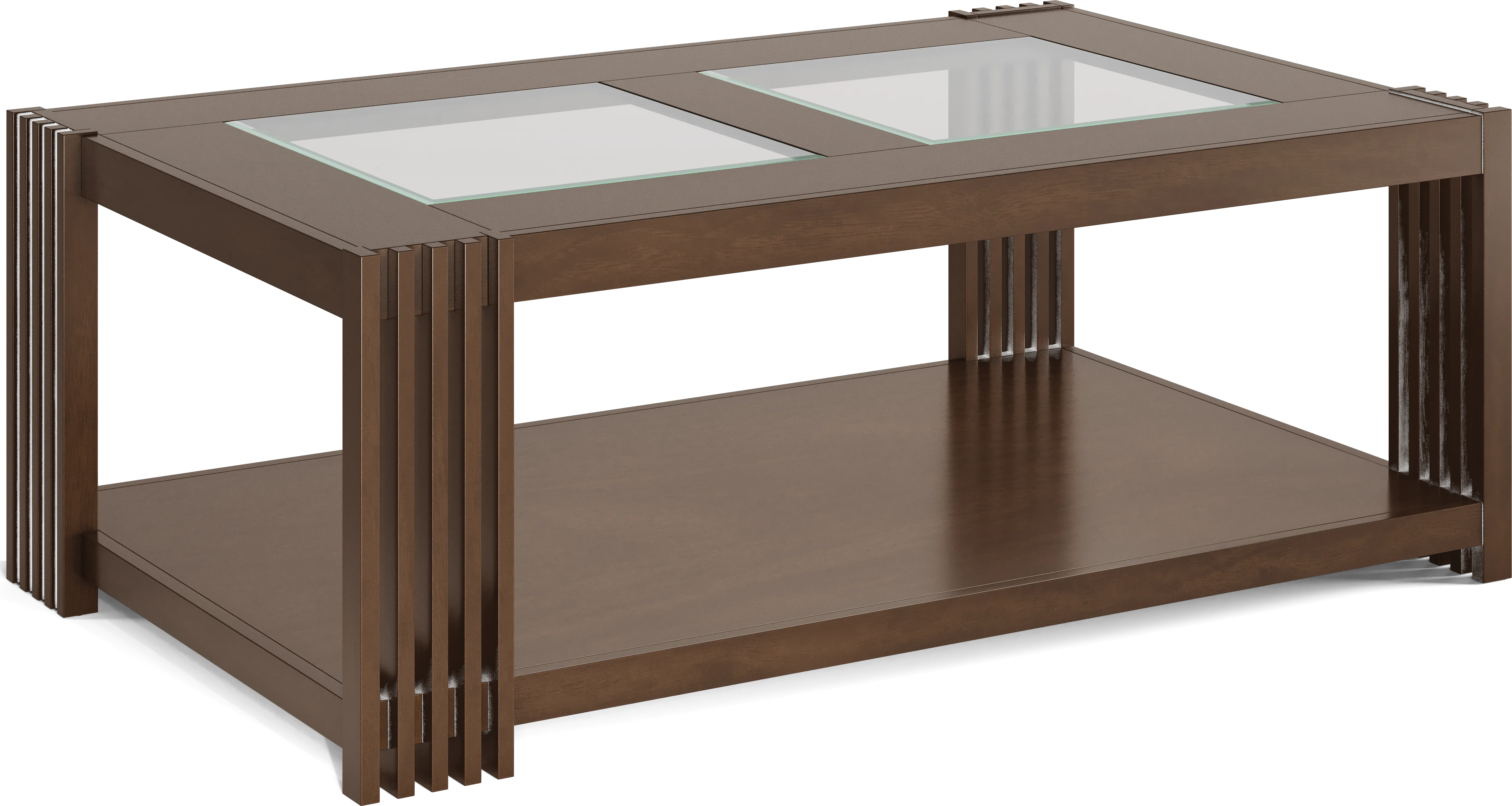 Camellia Brown Cherry Finish Rectangle Cocktail Table - Thumbnail - Image 1