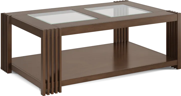 Camellia Brown Cherry Finish Rectangle Cocktail Table