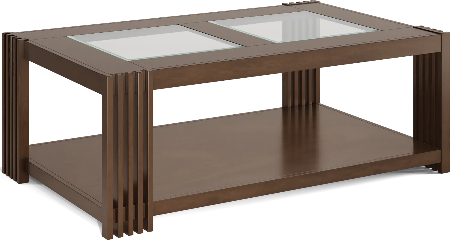 Camellia Brown Cherry Finish Rectangle Cocktail Table
