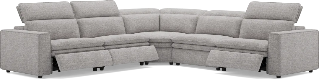 Salvator Street Gray 5 Pc Dual Power Reclining Sectional
