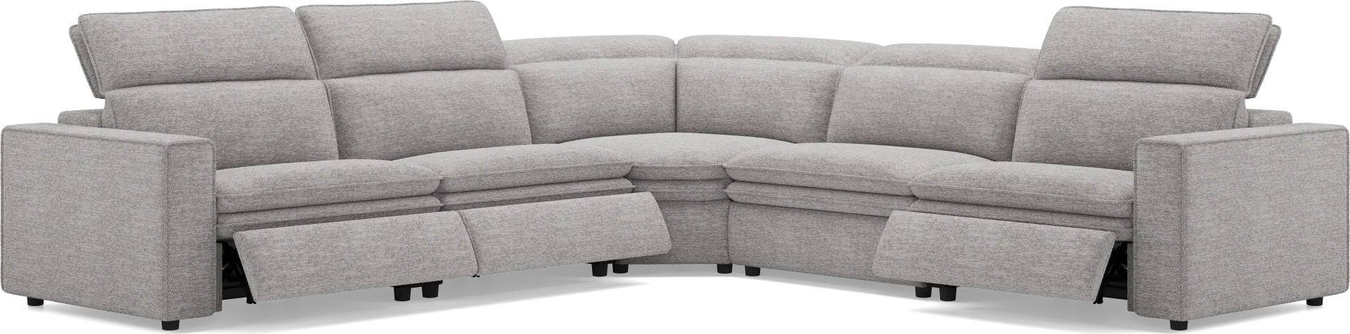 Salvator Street Gray 5 Pc Dual Power Reclining Sectional - Image 2