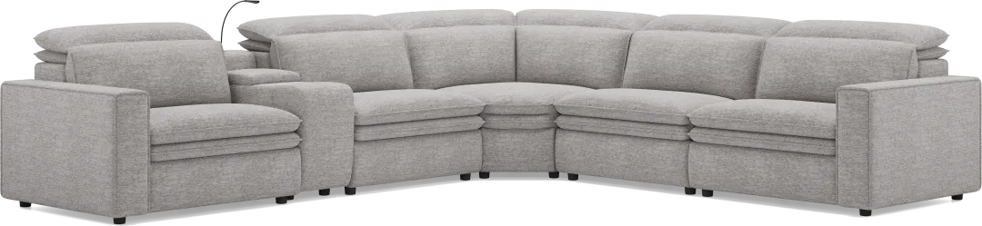 Salvator Street Gray 6 Pc Dual Power Reclining Sectional