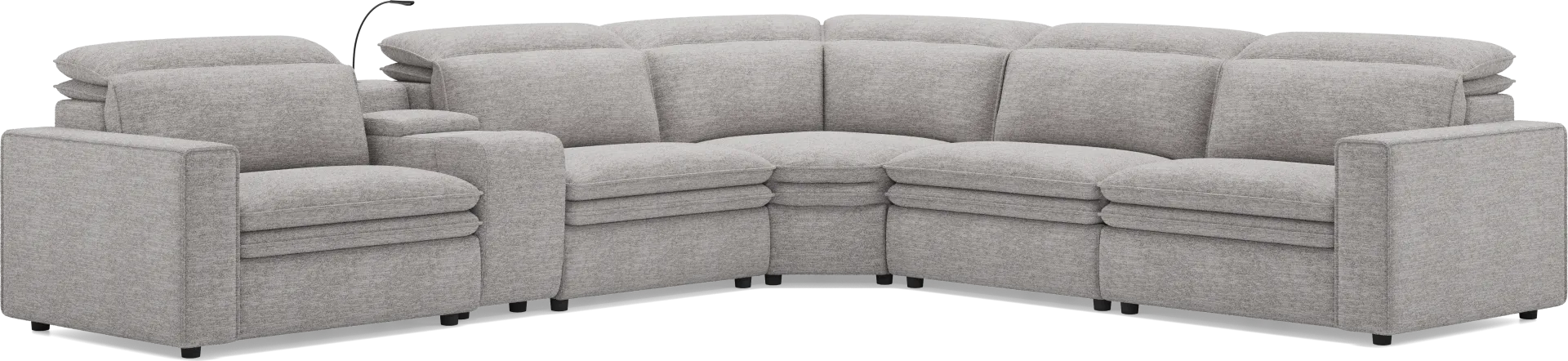Salvator Street Gray 6 Pc Dual Power Reclining Sectional - Image 2