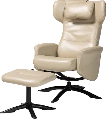 Aguilay Beige Accent Chair and Ottoman