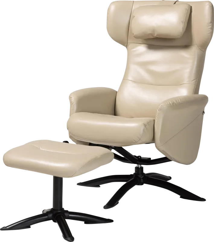 Aguilay Beige Accent Chair and Ottoman