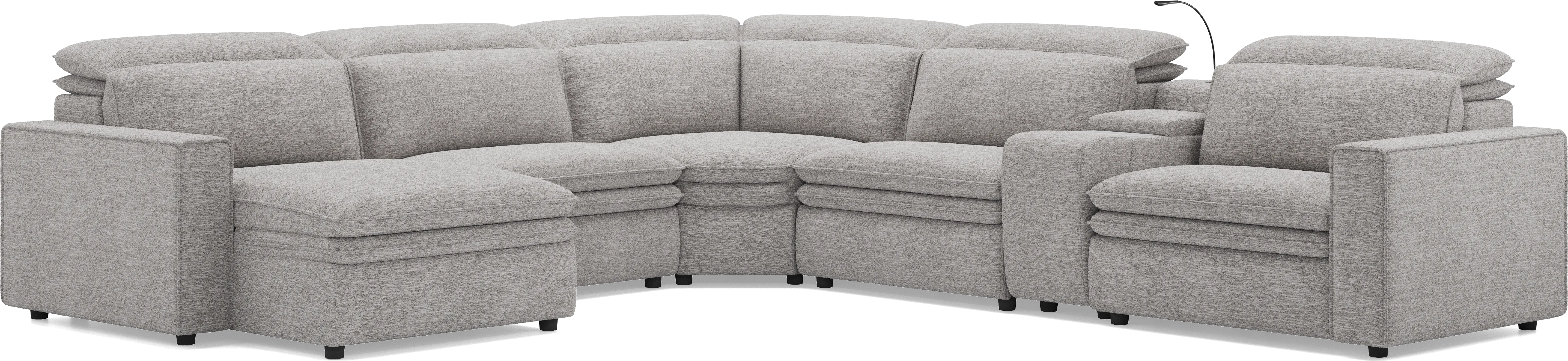 Salvator Street Gray 6 Pc Dual Power Reclining Sectional - Thumbnail - Image 1
