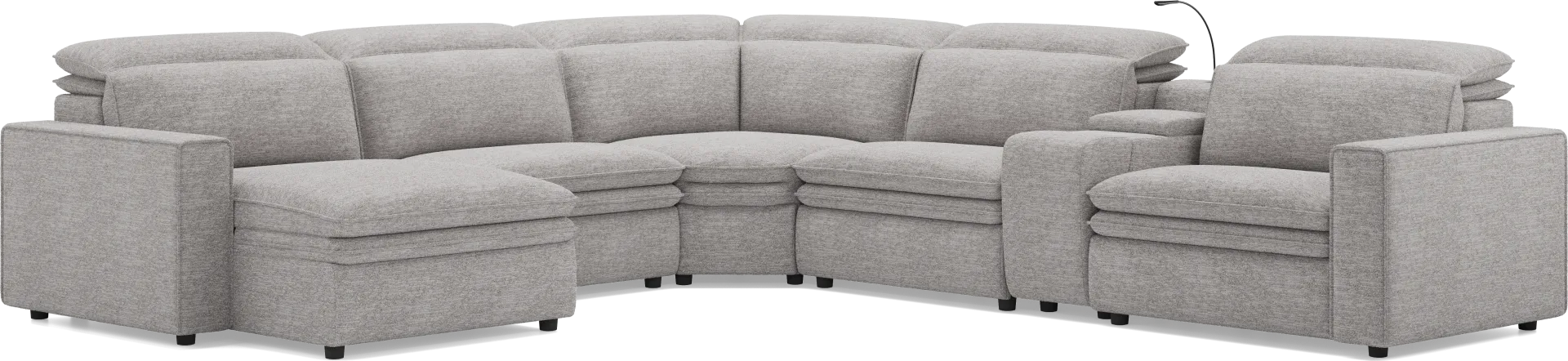 Salvator Street Gray 6 Pc Dual Power Reclining Sectional - Image 1
