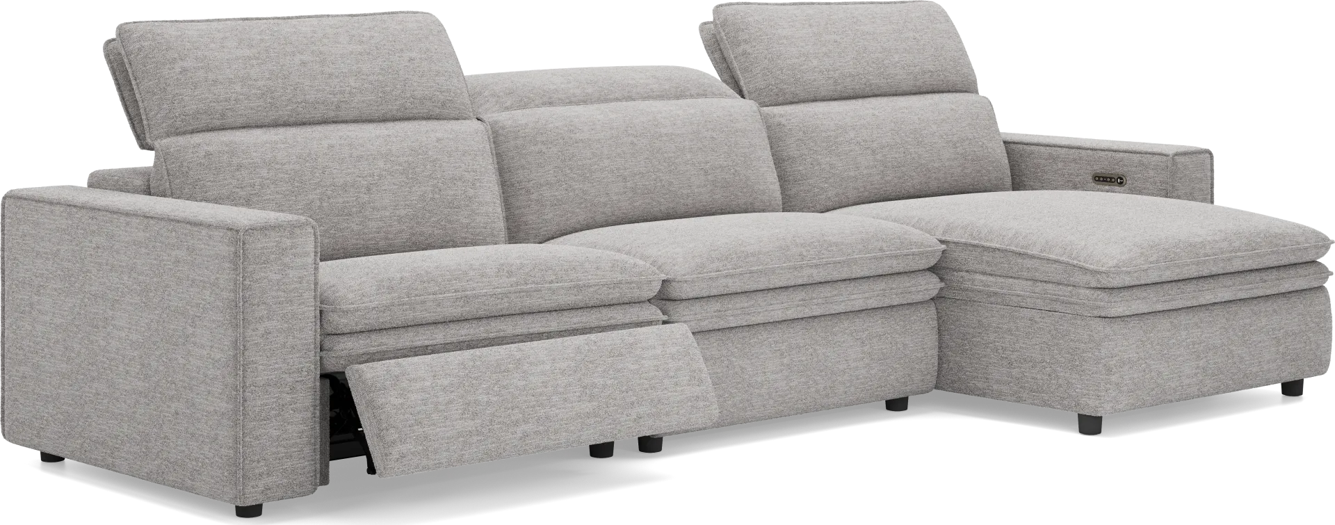 Salvator Street Gray 3 Pc Dual Power Reclining Sectional - Image 1