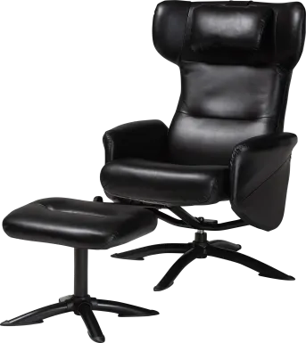 Aguilay Black Accent Chair and Ottoman