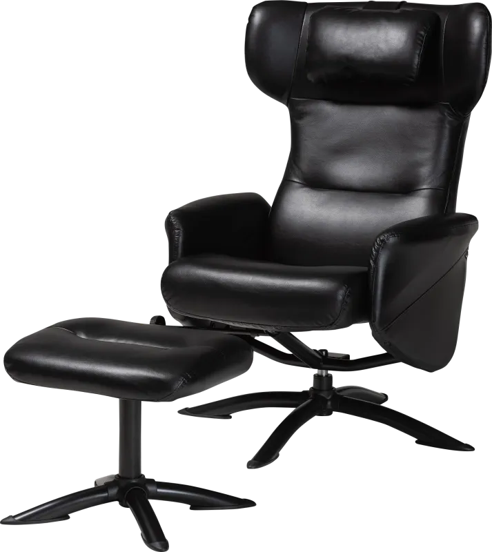 Aguilay Black Accent Chair and Ottoman