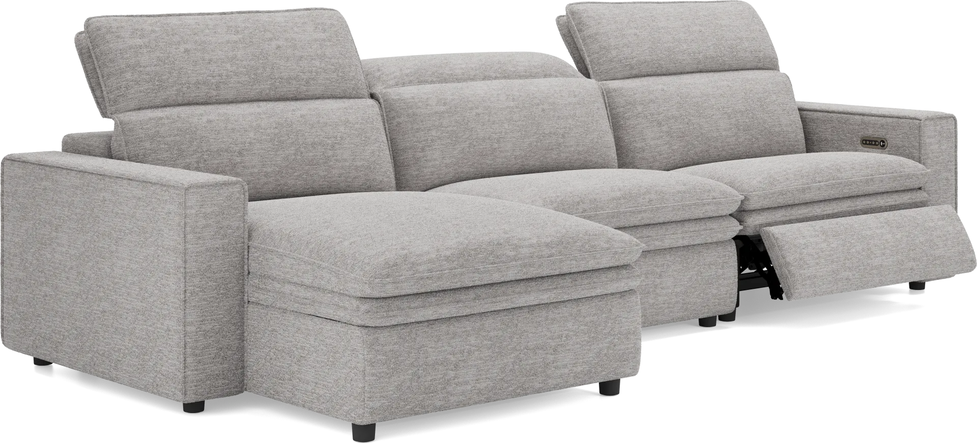 Salvator Street Gray 3 Pc Dual Power Reclining Sectional - Image 1