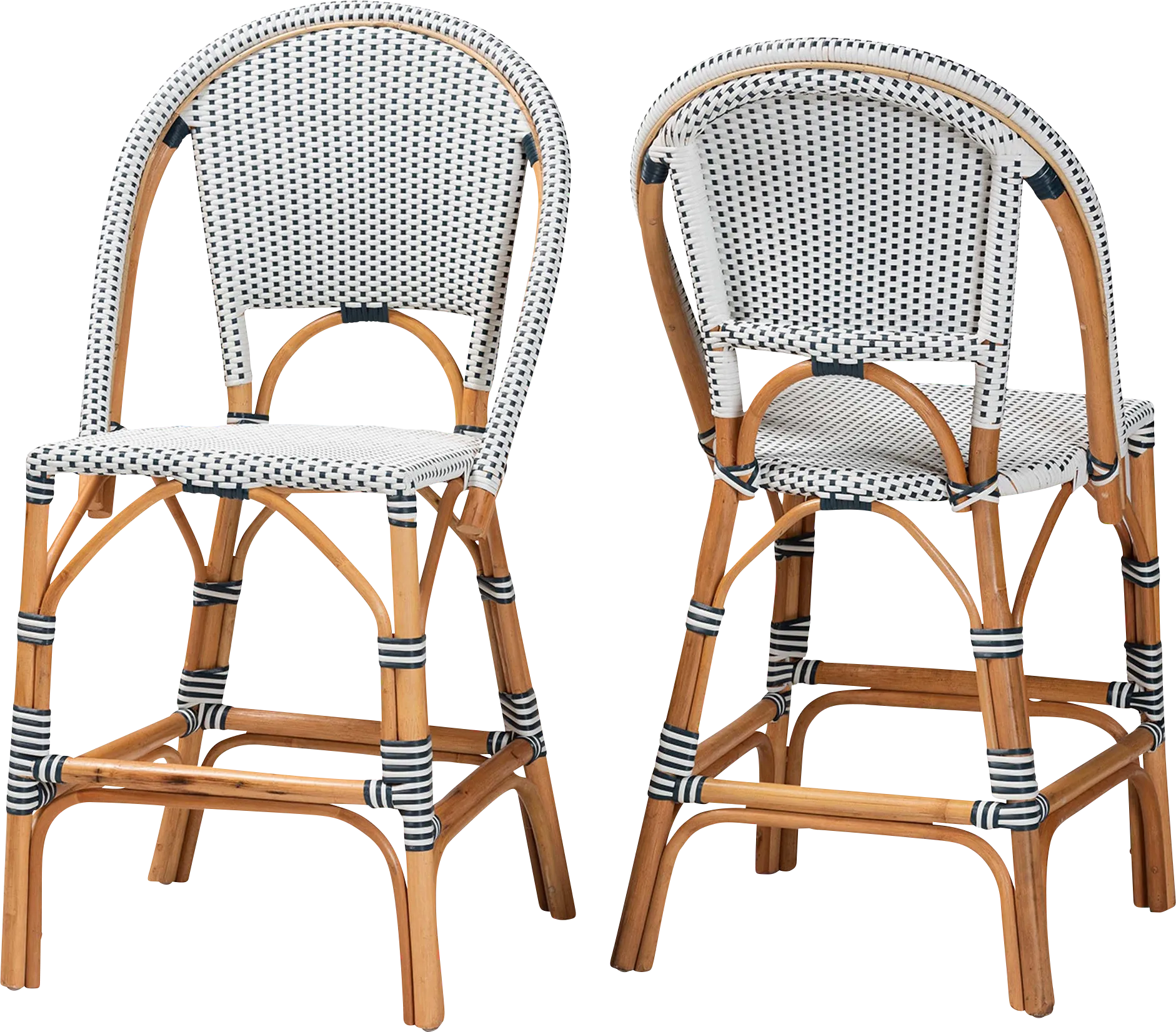 Bandyn Navy and White Counter Height Stool, Set of 2 - Thumbnail - Image 1