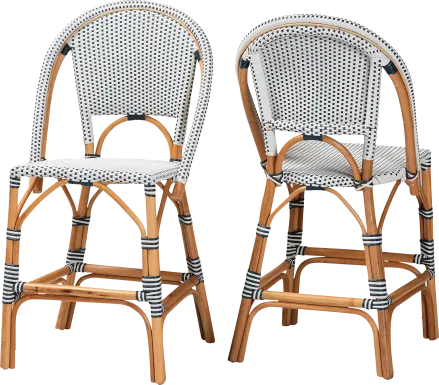 Bandyn Navy and White Counter Height Stool, Set of 2