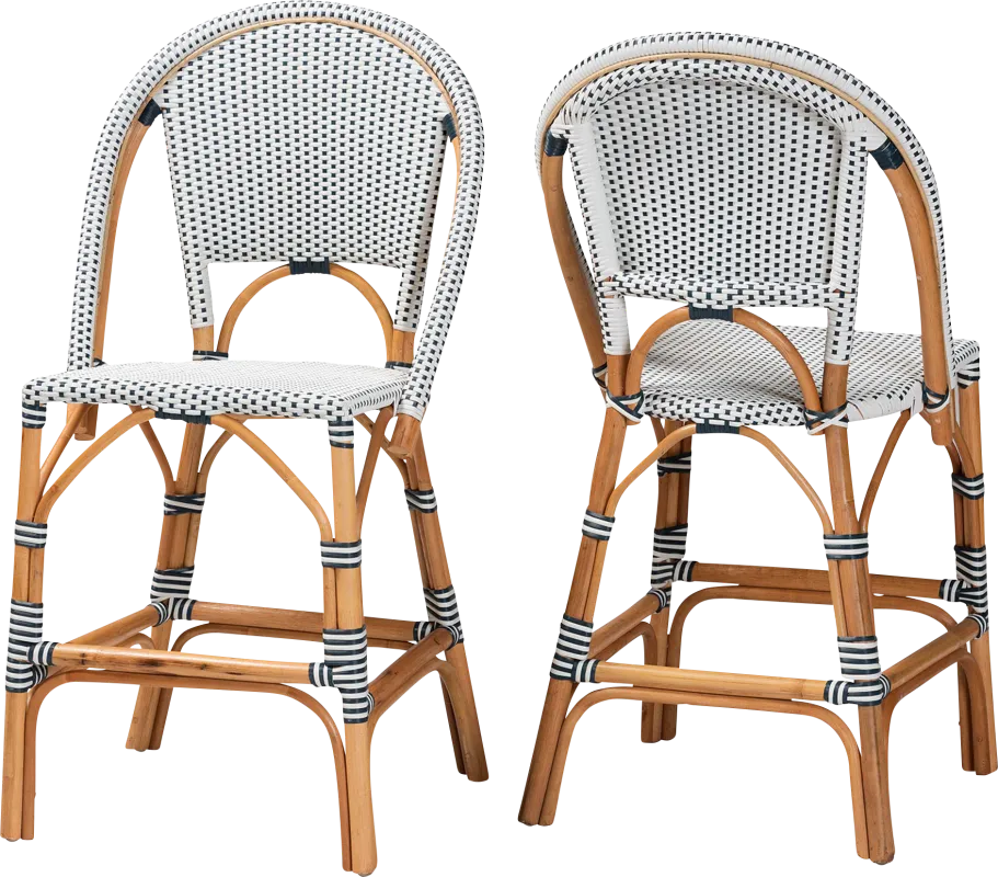 Bandyn Navy and White Counter Height Stool, Set of 2