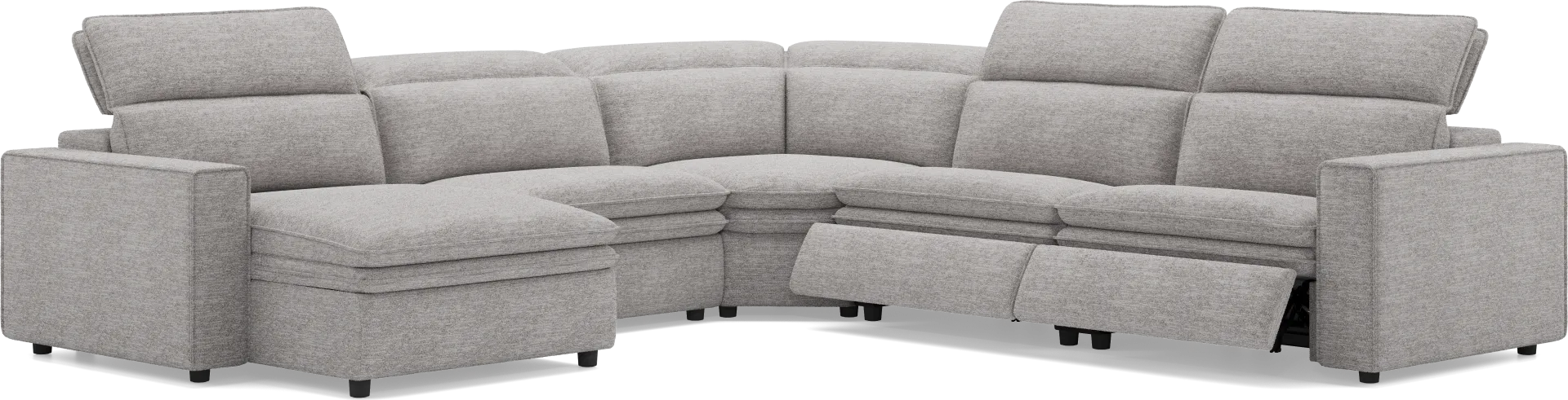 Salvator Street Gray 5 Pc Dual Power Reclining Sectional - Image 1