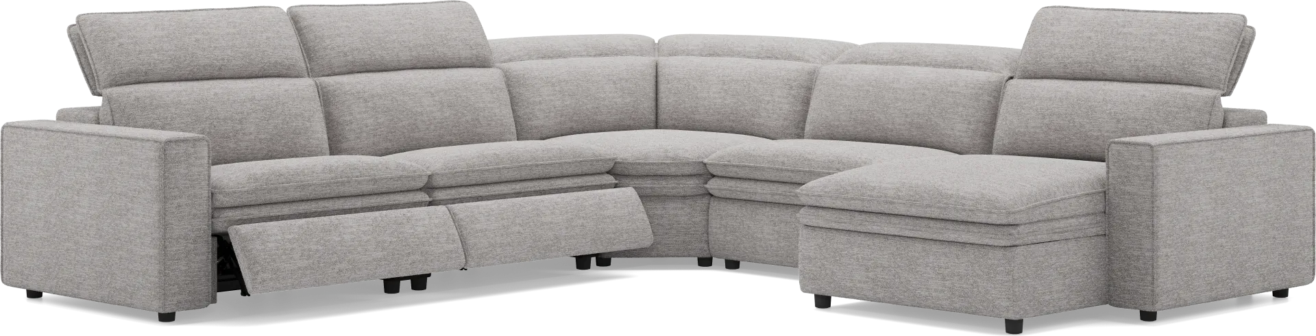 Salvator Street Gray 5 Pc Dual Power Reclining Sectional