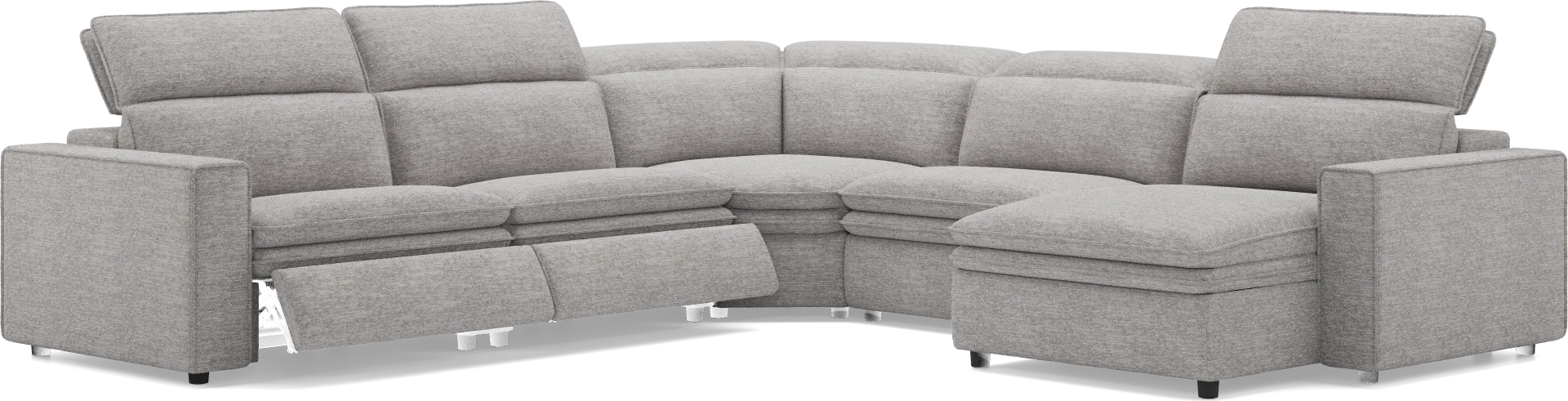 Salvator Street Gray 5 Pc Dual Power Reclining Sectional - Image 1