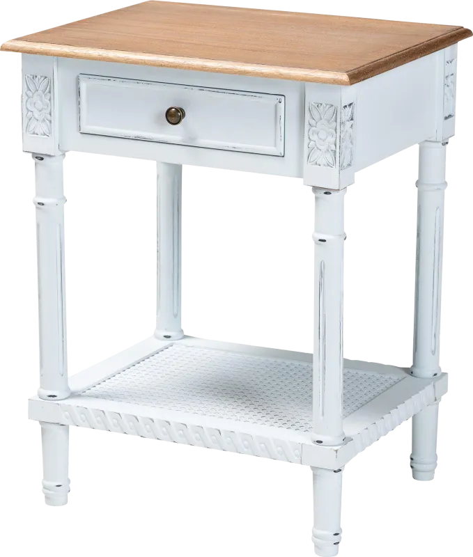 Caracaly White End Table