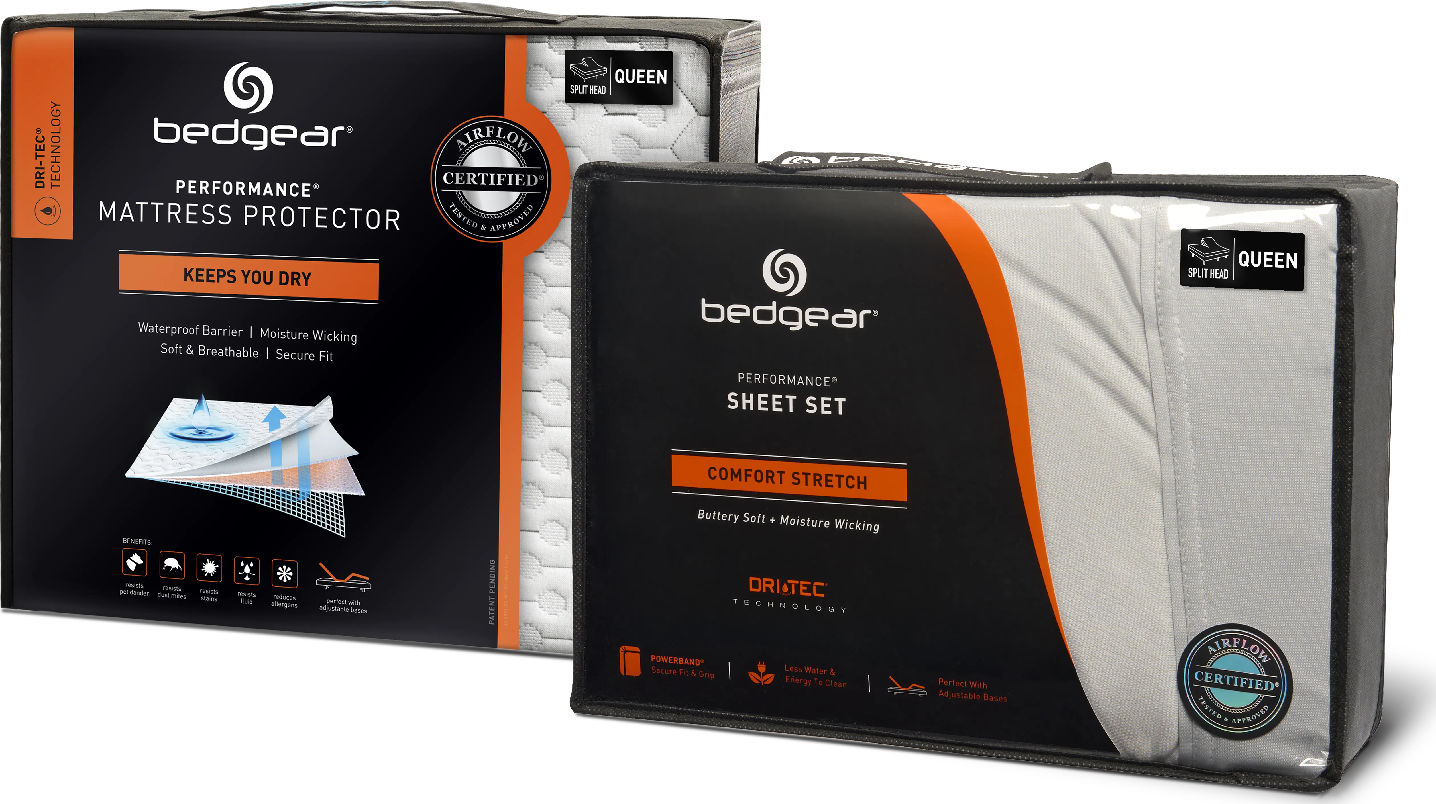 Bedgear Dri-Tec Split Head Queen Mattress Protector and Sheet Set Bundle - Thumbnail - Image 1