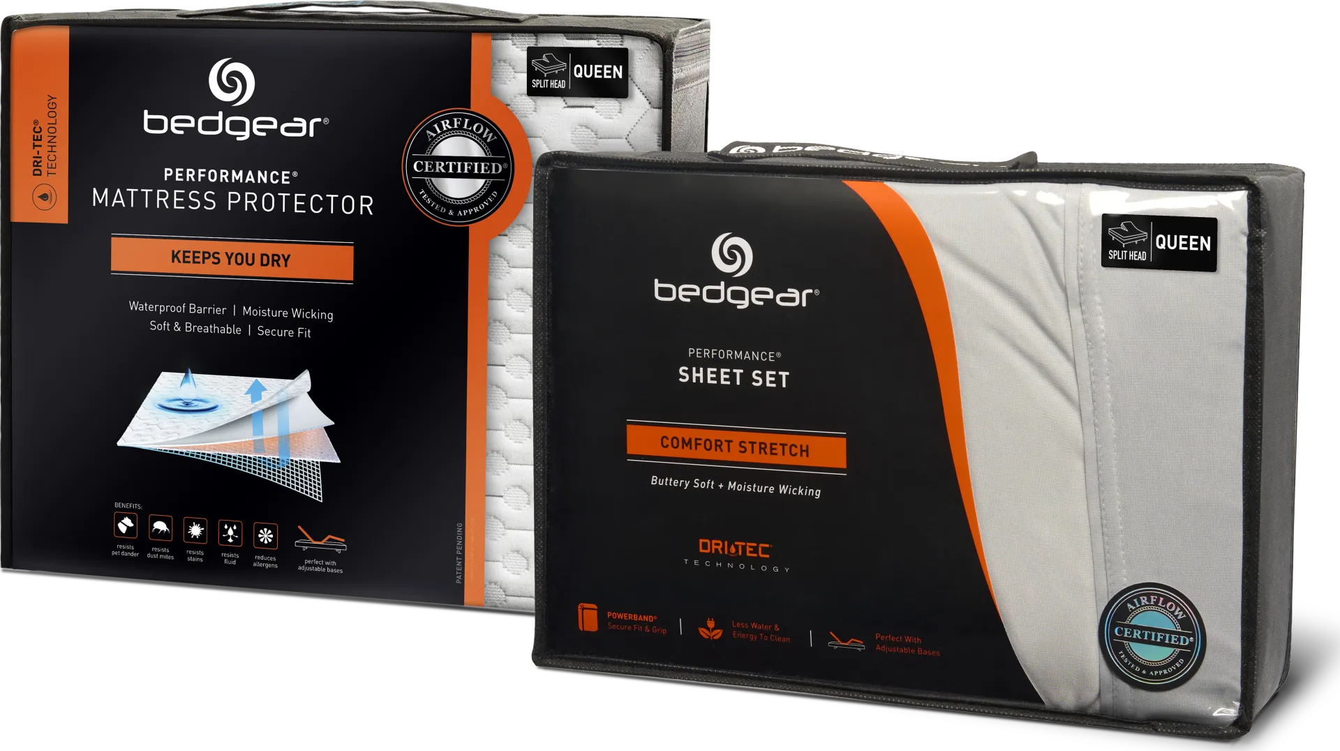 Bedgear Dri-Tec Split Head Queen Mattress Protector and Sheet Set Bundle - Image 1