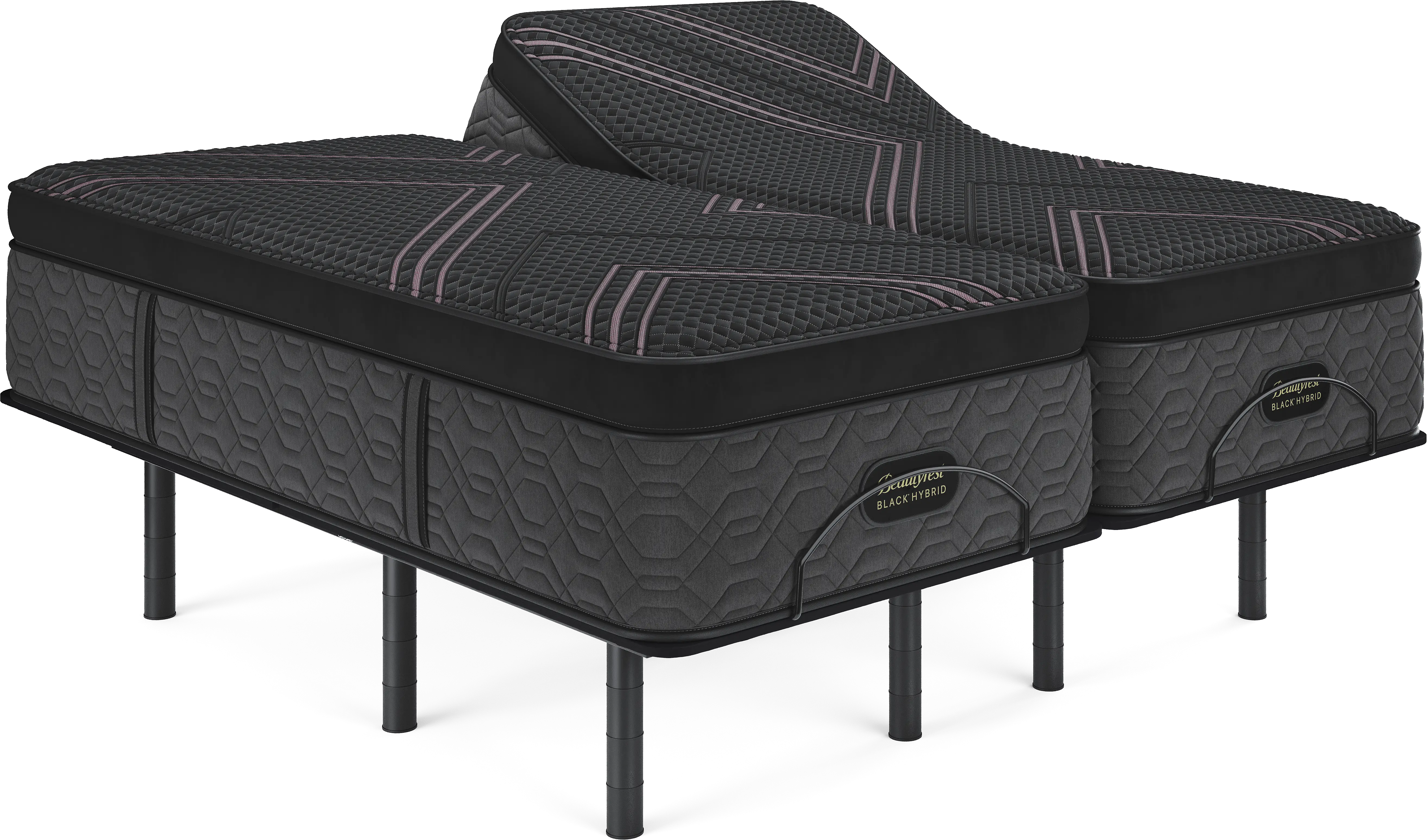 Beautyrest Black Hybrid Series Two Medium Apex Top Split King Mattress Set with Head Up Only Base - Thumbnail - Image 1