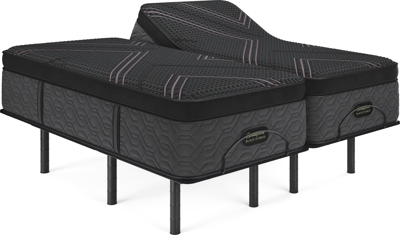 Beautyrest Black Hybrid Series Two Medium Apex Top Split King Mattress Set with Head Up Only Base